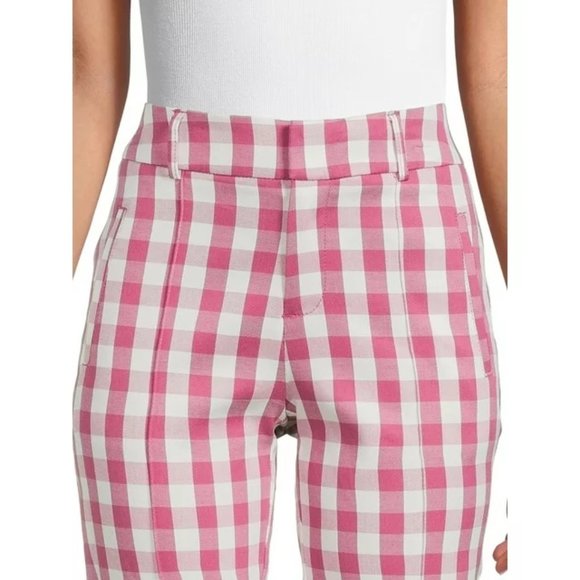Time and Tru Womens Size 16 Crop Capri Pants Rosiest Rouge Plaid - Picture 7 of 12